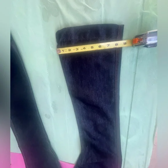 METALLIC BLUE SHINY JEANS BY EXPRESS MODEL STELLA NWT SIZE 0 - Picture 9 of 16